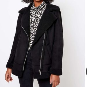 NWT Faux Suede Aviator Coat